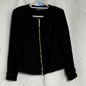 Karl Lagerfeld Zip Front Blazer Jacket Preppy Academia Career Black~Size 12